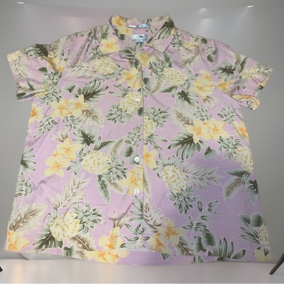 VINTAGE / Bill Blass SILKS Tops - VINTAGE Bill Blass Hawaiian 100% silk Top